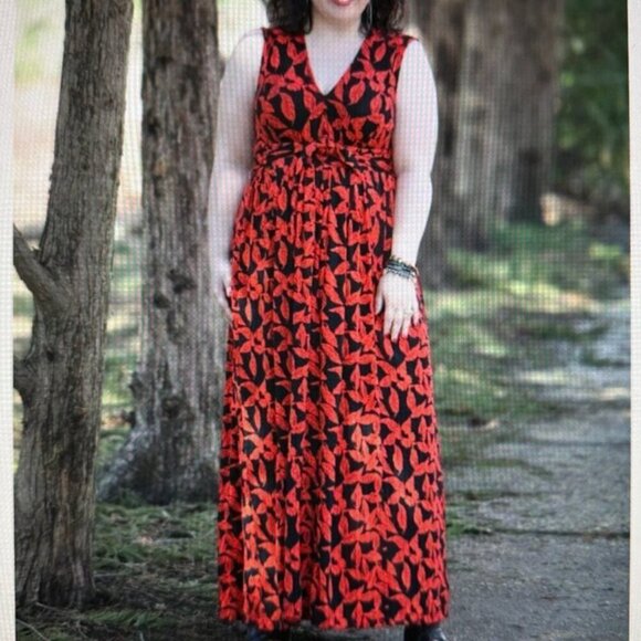 EUC Plenty by Tracy Reese Black/Red Floral Print Robin Dress in Women's X-Large - Picture 4 of 12